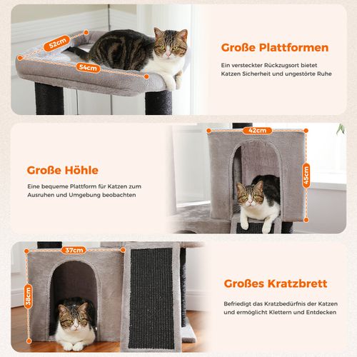 Arbre à Chat 114 Cm Griffoirs XXL Et Doubles Condos Beige