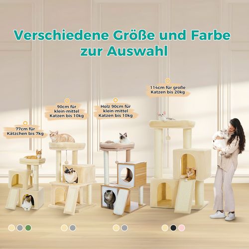 Arbre à Chat 114 Cm Griffoirs XXL Et Doubles Condos Beige