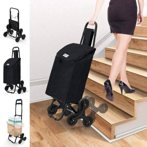 Chariot De Courses Pliable Monte Escalier Style Oxford Noir