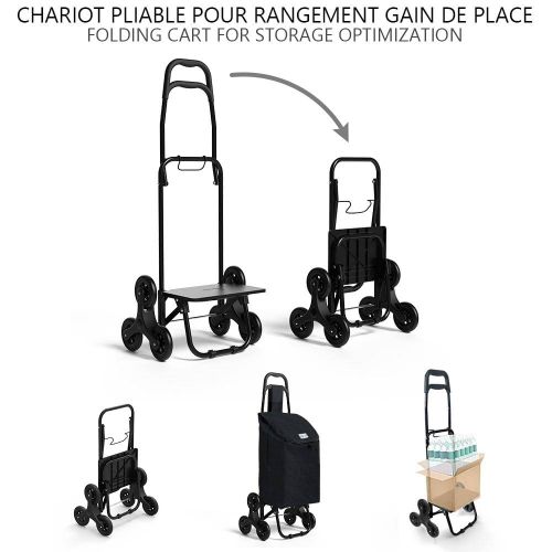 Chariot De Courses Pliable Monte Escalier Style Oxford Noir