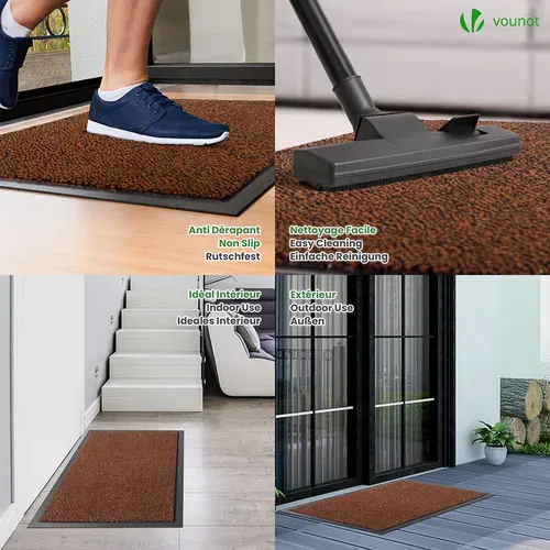 Lot De 2 Tapis De Porte Paillasson 40x60cm Marron