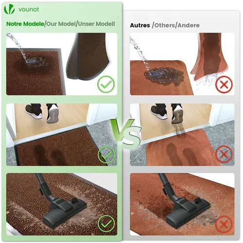 Lot De 2 Tapis De Porte Paillasson 40x60cm Marron