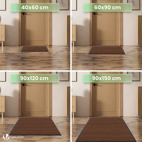 Lot De 2 Tapis De Porte Paillasson 40x60cm Marron
