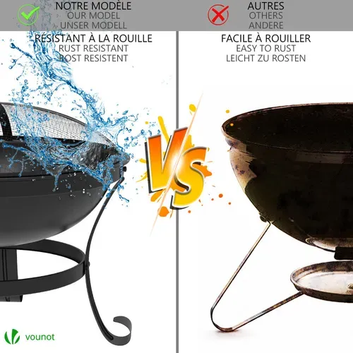 Brasero Extérieur Barbecue Avec Couvercle En Acier Noir