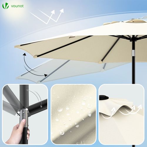 Parasol Inclinable 2.70 X 2.40m Avec Housse De Protection Beige