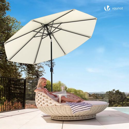 Parasol Inclinable 2.70 X 2.40m Avec Housse De Protection Beige
