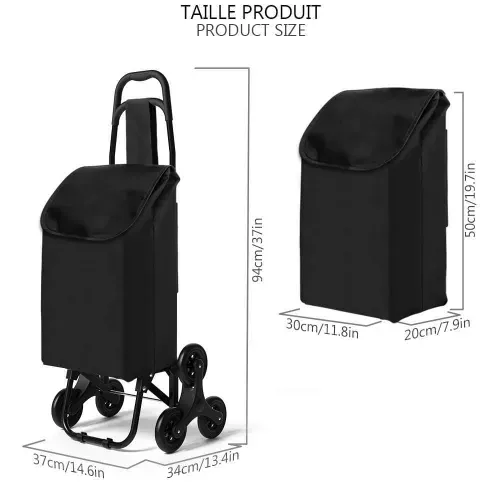 Chariot De Courses Pliable Monte Escalier Noir