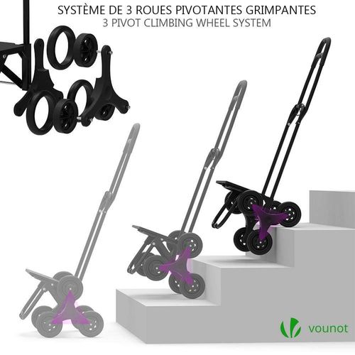 Chariot De Courses Pliable Monte Escalier Noir