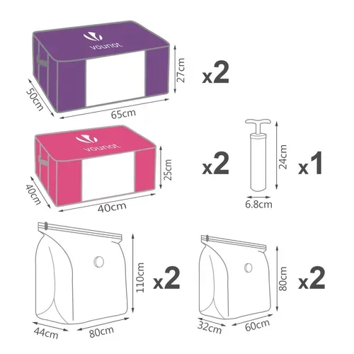 Lot De 9 Housse De Rangement Sous Vide Grande Capacité XXL