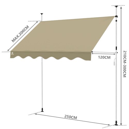 Auvent Retractable Manuel Sans Percage 250 cm Beige