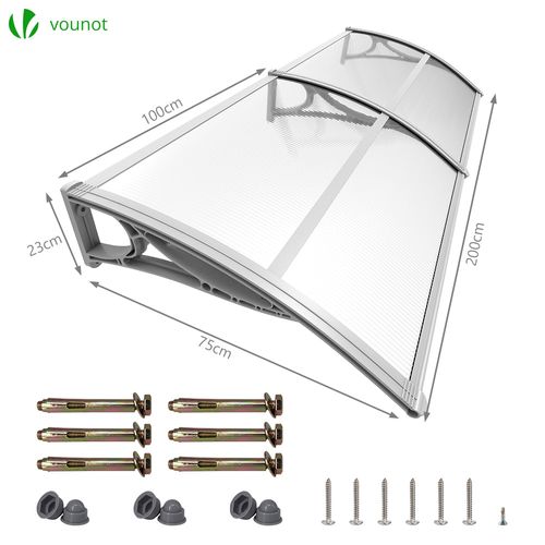 Auvent De Porte Marquise 200x80 Cm Transparent En Polycarbonate Anti Uv