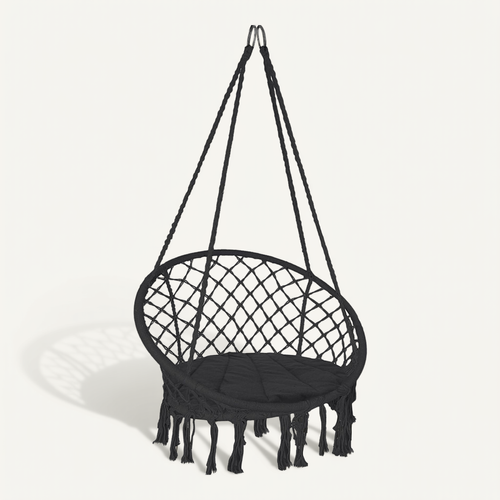 Fauteuil Suspendu Avec Coussin Rond Noir