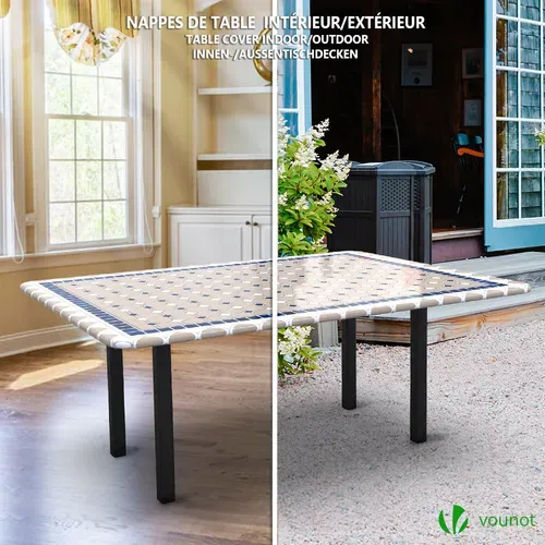 Nappe De Table Rectangulaire En Pvc Tissu Non-tissé Style Ceramique