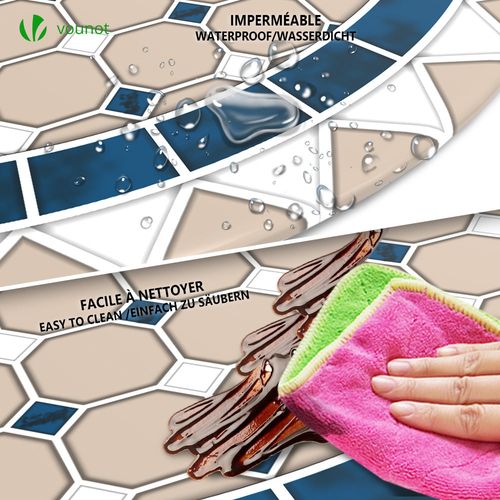 Nappe De Table Ronde En Pvc Tissu Non-tissé Style Ceramique