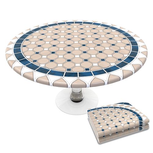 Nappe De Table Ronde En Pvc Tissu Non-tissé Style Ceramique