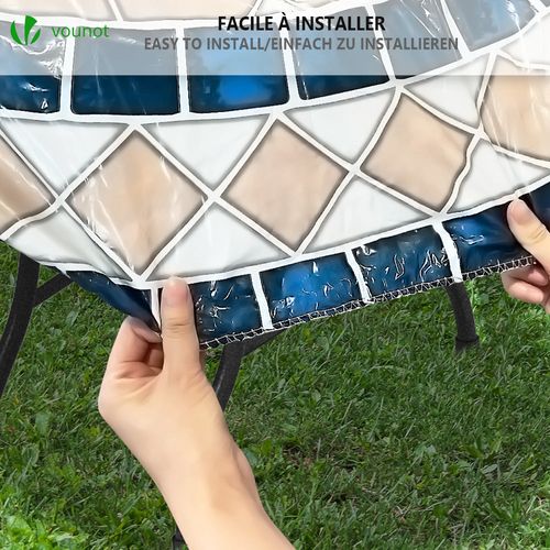 Nappe De Table Ronde En Pvc Tissu Non-tissé Style Ceramique