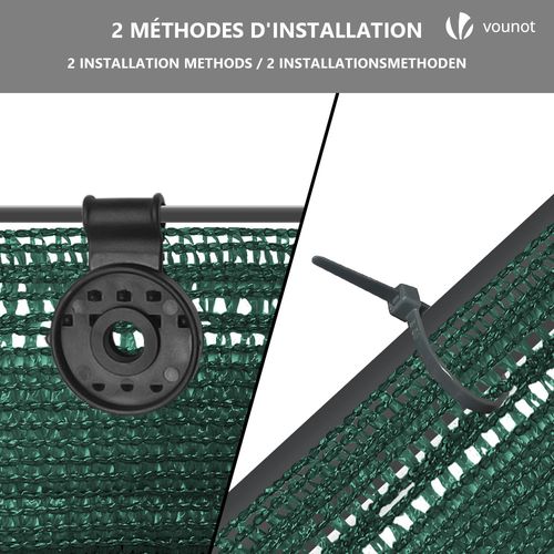 Brise Vue Occultant En Hdpe 90g/m² 1x10m Avec Attaches De Fixation Vert