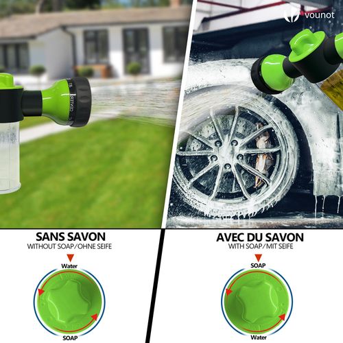 Tuyau D’arrosage Extensible 30m Avec Récipient Savon Et Accessoires Noir