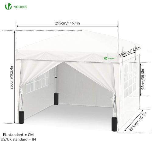 Tonnelle De Jardin 3x3m Pliable Avec Portes Et Fenêtres Blanc