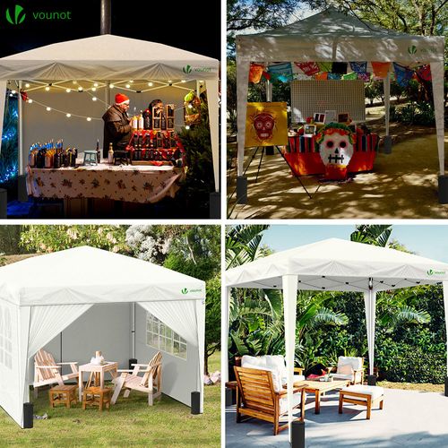 Tonnelle De Jardin 3x3m Pliable Avec Portes Et Fenêtres Blanc