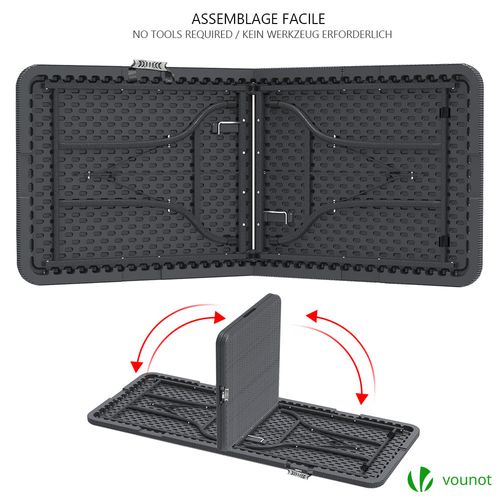 Table De Camping Pique Nique Pliable 180 cm Hdpe Polyrotin Noire