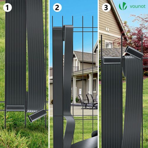 Kit De Lamelles Occultantes Pvc Brise Vue 75m X 4.7cm Avec 150 Clips Noir