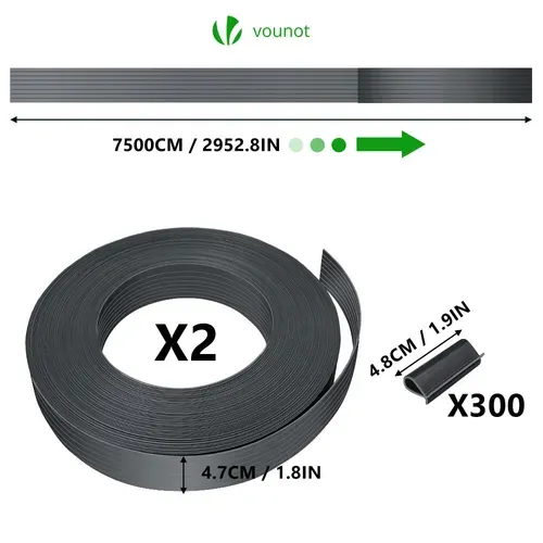 Kit De Lamelles Occultantes Pvc Brise Vue 150m X 4.7cm Avec 300 Clips Gris