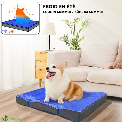 Matelas Panier Pour Chien Avec Tapis Gel Rafraichissant Amovible 75x50cm