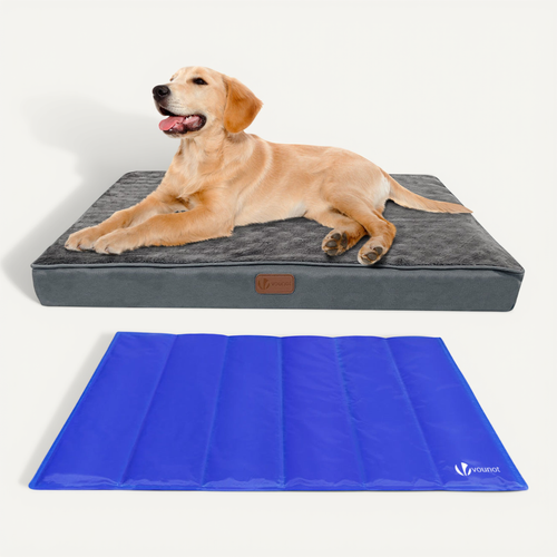Matelas Panier Pour Chien Avec Tapis Gel Rafraichissant Amovible 75x50cm