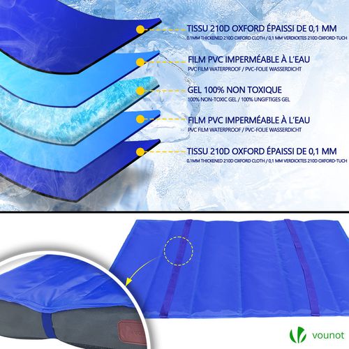 Matelas Panier Pour Chien Avec Tapis Gel Rafraichissant Amovible 75x50cm