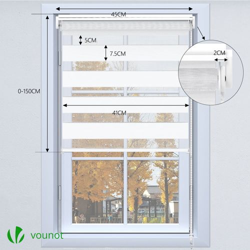 Lot De 2 Store Enrouleur Jour Nuit Double 45x150cm Blanc