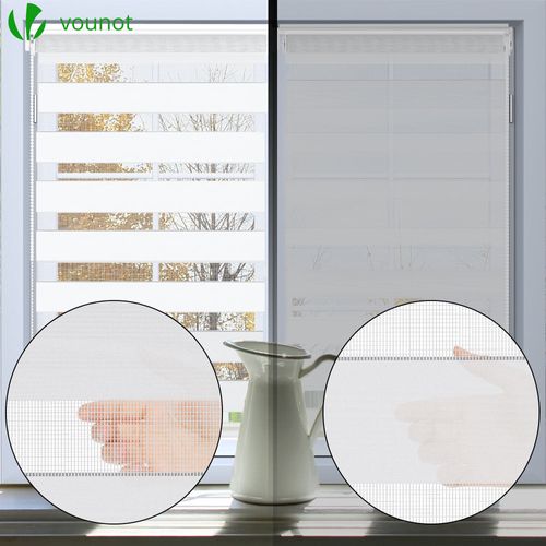 Lot De 2 Store Enrouleur Jour Nuit Double 45x150cm Blanc