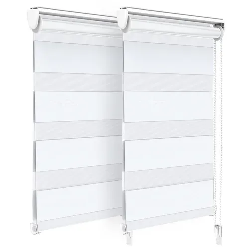 Lot De 2 Store Enrouleur Jour Nuit Double 45x150cm Blanc