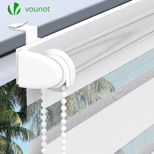 Lot De 2 Store Enrouleur Jour Nuit Double 45x150cm Blanc