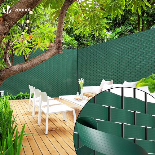 Kit De Lamelles Occultantes Pvc Brise Vue 300m X 4.7cm Avec 600 Clips Vert