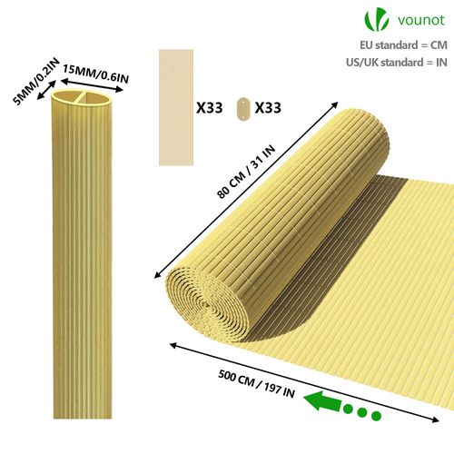 Canisse Pvc Brise Vue Ultra Renforce Avec Attaches De Fixation 80x500cm Beige