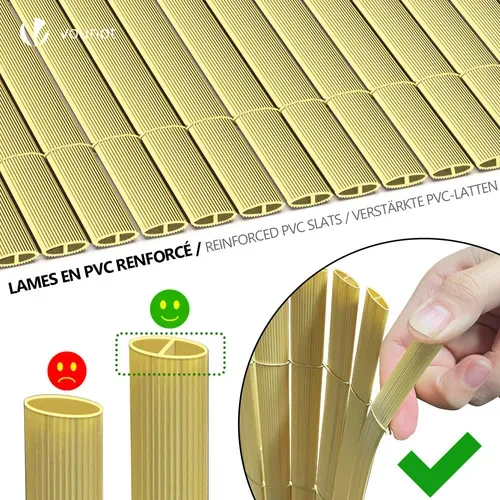 Canisse Pvc Brise Vue Ultra Renforce Avec Attaches De Fixation 90x300cm Beige