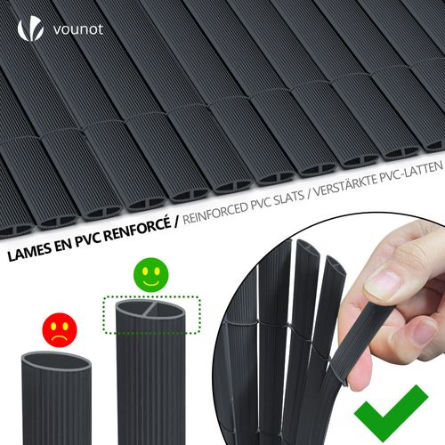 Canisse Pvc Brise Vue Ultra Renforce Avec Attaches De Fixation 100x500cm Gris