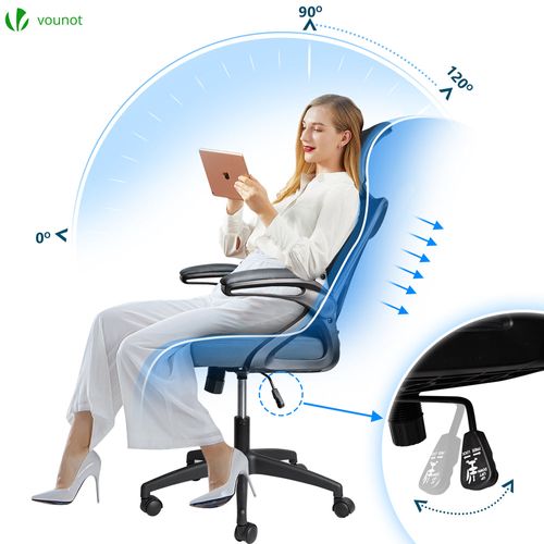 Fauteuil De Bureau Ergonomique Pivotant Avec Appui Tête Et Dossier Toile Respirant Gris