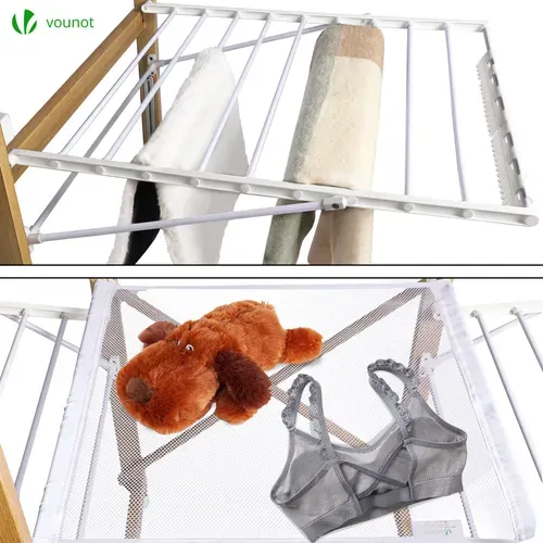 Séchoir à Linge Etendoir Deluxe Pliable Grande Capacité Séchage Style Bois Blanc