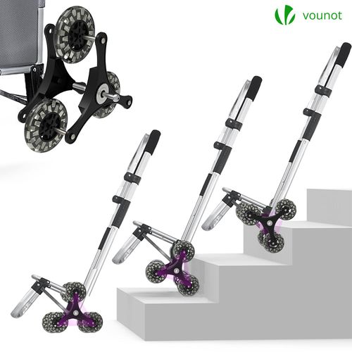 Chariot De Courses Pliable Monte Escalier Aluminium Avec Sac Isotherme Gris