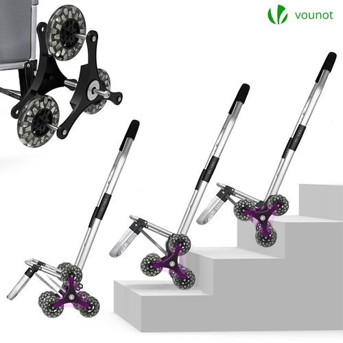 Chariot De Courses Pliable Monte Escalier Aluminium Gris