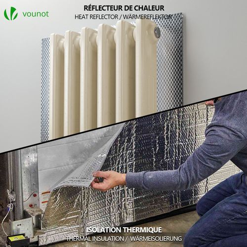 Isolant Thermique à Bulle Double Couche Aluminium Radiateur Reflecteur 0.6x20m