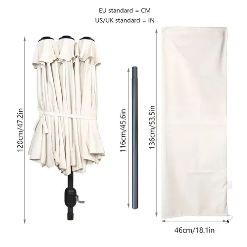 Parasol Jardin Double Aluminium 150 X 300 Cm Beige
