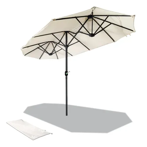 Parasol Jardin Double Aluminium 150 X 300 Cm Beige