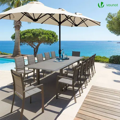 Parasol Jardin Double Aluminium 150 X 300 Cm Beige
