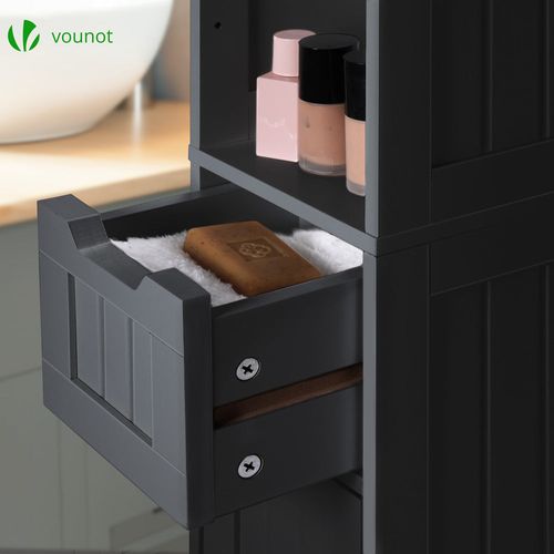 Meuble Rangement Salle De Bain Haut Colonne 180x20x20cm Mdf Noir