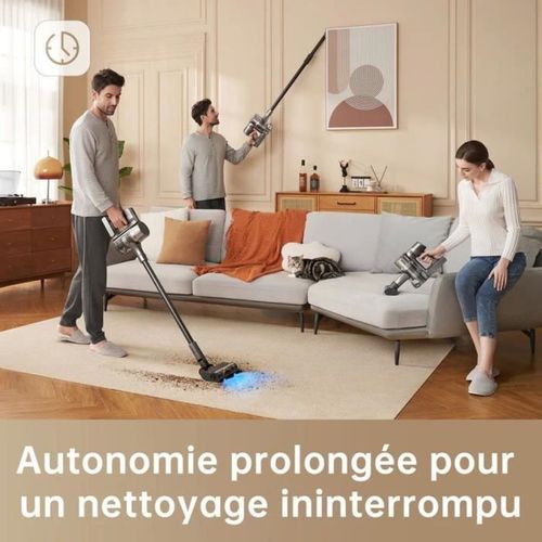 Aspirateur Balai Sans Fil  R20 - Puissant 190 Aw - Autonomie 90min - Détection De Saleté - Affichag