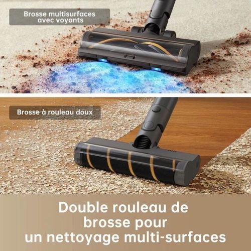 Aspirateur Balai Sans Fil  R20 - Puissant 190 Aw - Autonomie 90min - Détection De Saleté - Affichag