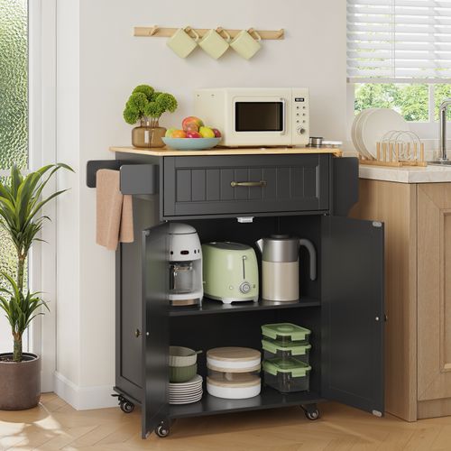 Desserte De Cuisine à Roulettes 3 Niveaux Meuble Multi-rangement